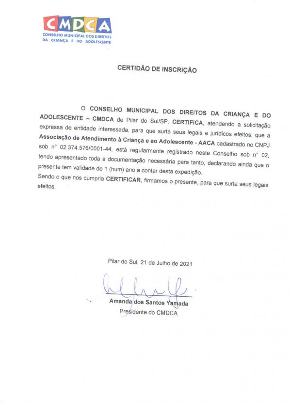 CERTIDÃO CMDCA